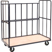 Global Industrial® 3 Sided Steel Truck, 2 Shelves, 2000 lb. Capacity, 60"L x 30"W x 64"H