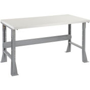 Global Industrial 60 x 36 x 34 Fixed Height Workbench Flared Leg - Laminate Square Edge Gray