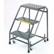 Perforé 16"W 3 Step Steel Rolling Ladder 10"D Top Step - 318P