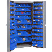 Global Industrial™ Bin Cabinet Deep Door - 132 Blue Bins, 16-Gauge Unassembled Cabinet 38x24x72