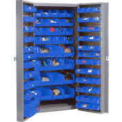 Global Industrial™ Bin Cabinet Deep Door - 156 Blue Bins, 16-Gauge Unassembled Cabinet 38x24x72