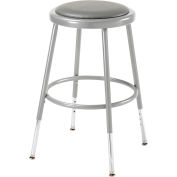 Interion® Steel Shop Stool avec siège rembourré - Hauteur réglable 19" - 27" - Gris - Pack de 2