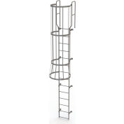 Échelle fixe à cage en acier 14 échelons, grise, WLFC1214