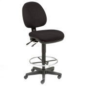 Interion® Tabouret de bureau - Tissu - 360 pieds - Noir