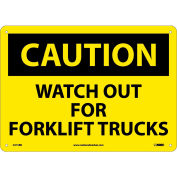Panneau de sécurité - Caution Watch Out Forklift Trucks - Plastique rigide, 10 po de hauteur X 14 po de largeur