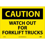 Safety Signs - Caution Watch Out Forklift Trucks - Vinyl 10"H X 14"W