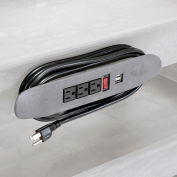 Global Industrial Power Strip for Plastic Carts w/3 Outlets, 14"L x 2"W x 2"H, Black