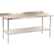 Aero Manufacturing 430 Table en acier inoxydable, 96 x 24 », sous étagère, dosseret 2-1/4 », calibre 18