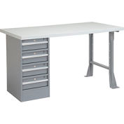 Global Industrial 72 x 30 Pedestal Workbench - 4 Drawers, Plastic Laminate Square Edge - Gray