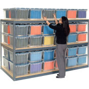 Global Industrial™ Record Storage Rack 96"W x 24"D x 60"H With Polyethylene File Boxes - Gray