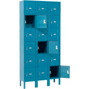 Global Industrial Paramount® Six Tier 18 Door Locker, 12"Wx12"Dx12"H, Blue, Unassembled