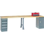 Global Industrial 120"W x 30"D Extra Long Industrial Workbench, Maple Square Edge - Gray