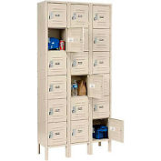 Global Industrial Paramount® Six Tier 18 Door Locker, 12"Wx12"Dx12"H, Tan, Assembled