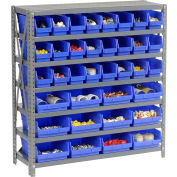 Global Industrial™ Steel Shelving avec Total 36 4"H Plastic Shelf Bins Blue, 36x18x39-7 Shelves