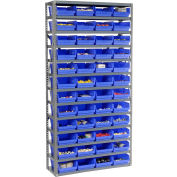 Global Industrial™ Steel Shelving with 48 4"H Plastic Shelf Bins Blue, 36x12x72-13 Shelves