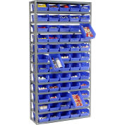 Global Industrial Steel Shelving with 60 4"H Plastic Shelf Bins Blue, 36x12x73-13 Shelves