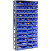 Global Industrial™ Steel Shelving - Total 72 4"H Plastic Shelf Bins Blue, 36x12x72-13 Shelves