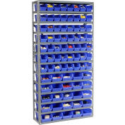 Global Industrial Steel Shelving - Total 81 4"H Plastic Shelf Bins Blue, 36x12x72-13 Shelves