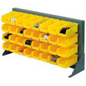 Global Industrial Louvered Bench Rack 36"W x 20"H - 22 of Yellow Premium Stacking Bins
