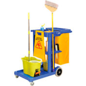 Global Industrial™ Janitor Cart Blue avec 25 gallons Sac en vinyle