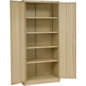 Global Industrial Storage Cabinet, Turn Handle, 36"Wx18"Dx78"H, Tan, Unassembled