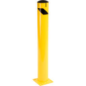 Global Industrial Steel Bollard w/Chain Slots & Removable Cap, 5-1/2"Dia. x 42"H, Yellow