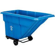 Global Industrial Standard Duty Plastic Recycling Tilt Truck 1 Cu. Yd. Cap, 1000 Lbs Cap, Blue