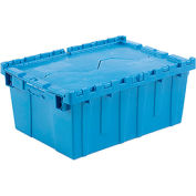 Global Industrial™ Plastic Attached Lid Shipping & Storage Container 21-7/8x15-1/4x9-11/16 Blue