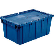 Global Industrial Plastic Shipping/Storage Tote w/ Attached Lid, 21-7/8"x15-1/4"x12-7/8",Blue
