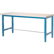 Global Industrial 72x30 Adjustable Height Workbench Square Tube Leg, Laminate Safety Edge Blue