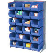 Global Industrial™ Singled Sided Louvered Bin Rack 35 x 15 x 50 - 58 Blue Premium Stacking Bins