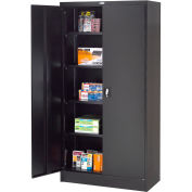 Global Industrial™ Steel Storage Cabinet Recessed Handle 36"W x 18"D x 72"H Black Easy Assembly