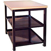 Support de magasin à double étagère en rite construit, bord carré du bloc de boucherie en érable, 18"L x 24"P x 24"H, noir