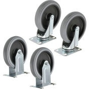 Global Industrial Replacement 5" Rubber Casters For Plastic Service Carts, 2 Swivel/2 Rigid