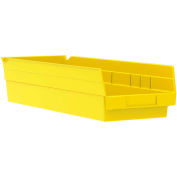 Akro-Mils Plastic Nesting Storage Shelf Bin 30138 - 6-5/8"W x 17-7/8"D x 4"H Jaune, qté par paquet : 12