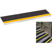 Grit Surface Aluminum Stair Tread 9"D 42"W Glued Down Yellowblack