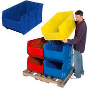 Quantum Plastic Hulk Stacking Bin, 19-7/8"W x 36"D x 17-1/2"H, Blue