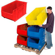 Quantum Plastic Hulk Stacking Bin, 23-7/8"W x 36"D x 17-1/2"H, Red