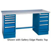 Global Industrial™ 72 x 30 Safety Maple Pedestal Workbench with 8 Drawers