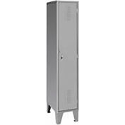 Global Industrial Single Tier 1 Door Welded Locker, 18"Wx18"Dx72"H, Gray