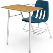 Virco® 9400br Classic Chair Desk-Med Oak Full Top/Navy Seat/Chrome Frame - Pkg Qty 2