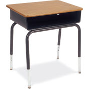 Virco® 785mbb Open Front Desk - Medium Oak Hard Plastic Top/Metal Book Box - Pkg Qty 2