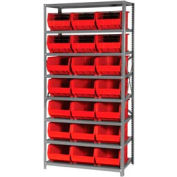 Quantum QSBU-255 Steel Shelving With 21 Giant Stacking Bins Red, 18x36x75
