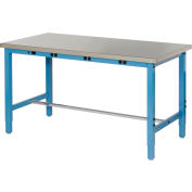 Global Industrial 60x30 Lab Workbench Adj. Height, Power Apron, Stainless Steel Square Edge BL