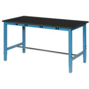 Global Industrial 72 x 36 Lab Workbench Adj. Height - Power Apron - Phenolic Safety Edge Blue