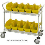 Quantum WRC3-1836-1867 Chrome Wire Mobile Cart With 15 QuickPick Double Open Bins Yellow 36"x18"x38"