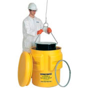 Eagle 1665 Plastic Salvage Drum - 65 Gallon - Yellow with Metal Band & Bolt
