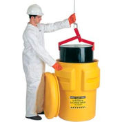 Eagle 1695 Plastic Salvage Drum - 95 Gallon - Yellow with Metal Band & Bolt