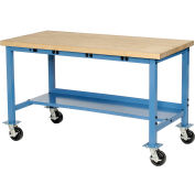 Global Industrial™ Mobile Workbench, 72 x 30 », prises de courant, Maple Butcher Block Safety Edge