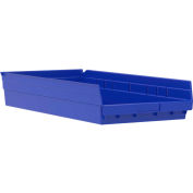 Akro-Mils Plastic Nesting Storage Shelf Bin 30174 - 11-1/8"W x 23-5/8"D x 4"H Blue - Pkg Qty 6